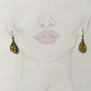 Vintage Gold Foil & Lucite Earrings